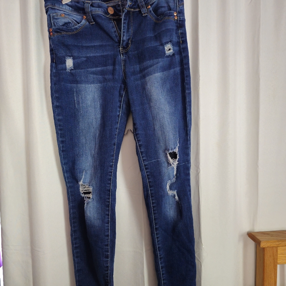 YMI Blue Skinny Jeans with Contrast Stitching